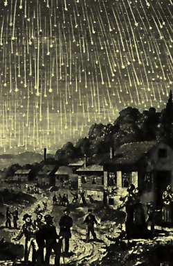 dobová kresba meteorického dažďa Leoníd
