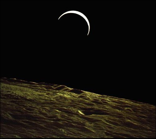 zatmenie Slnka Zemou videné z Mesiaca sondou Surveyor 4